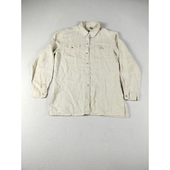 LINO By Chicos Shirt Women's 0 Cream Linen Classiccore Normcore Minimalist Basic - Picture 1 of 14